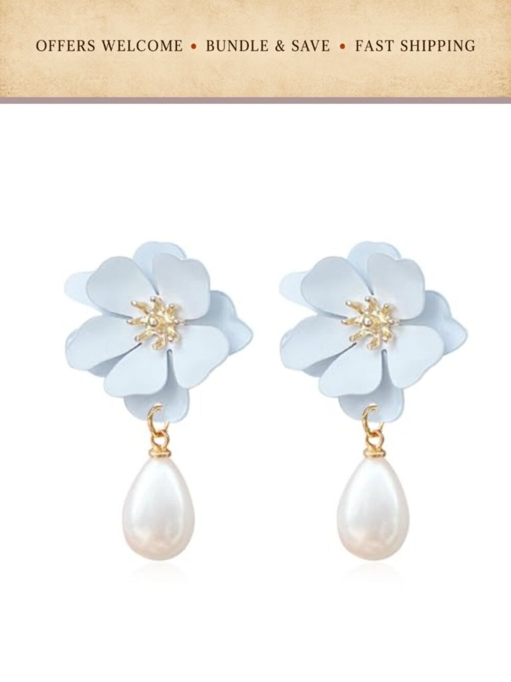 Bohemian Flower Stud Earrings Gold Tone Alloy Floral Petal Jewelry for Women